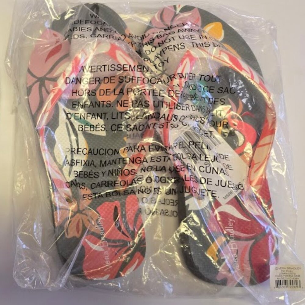 Vera Bradley flip flop, Coastal Paradise pattern, size small, New with Tags